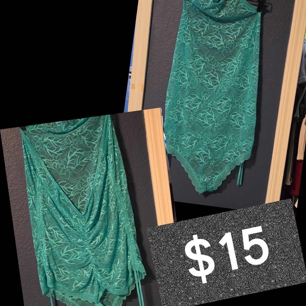 Green Lace Drape Top